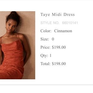BHLDN Taye Midi Dress in Cinnamon - size 0 and/or 2 available